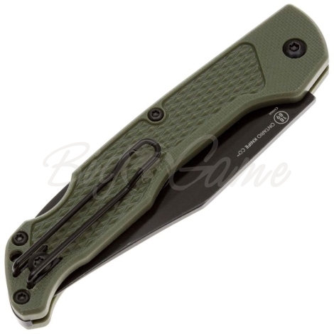 Нож складной полуавтоматический ONTARIO Camp Plus EDC Linerlock сталь AISI 420 рукоять Пластик цв. Зеленый фото 3