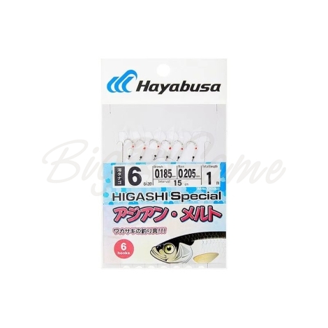 Оснастка готовая HAYABUSA Sabiki J3 1 м 0,205 мм цв. uv кр. № 6 цв. white nickel фото 1