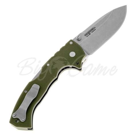 Нож складной полуавтоматический COLD STEEL 4-Max Scout сталь AUS-10 рукоять Термопласт цв. Оливковый фото 3