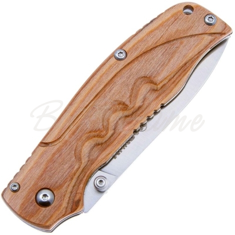 Нож складной полуавтоматический BOKER Pakka Hunter сталь 440B рукоять Дерево цв. Коричневый фото 3