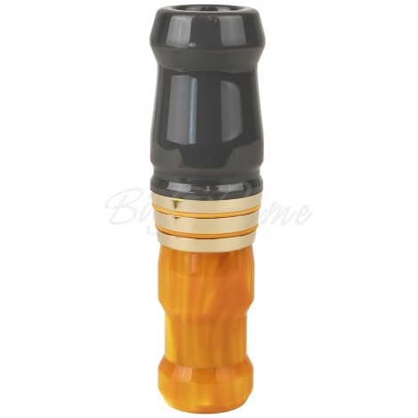 Манок на белолобого гуся D.E.D CUSTOM CALLS Зов вдовы Call of widow Short barrel (делрин) с гравировкой цв. Оранжевый перламутр / Серый фото 1