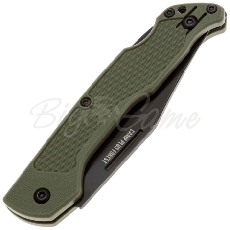 Нож складной полуавтоматический ONTARIO Camp Plus EDC Linerlock сталь AISI 420 рукоять Пластик цв. Зеленый фото 2