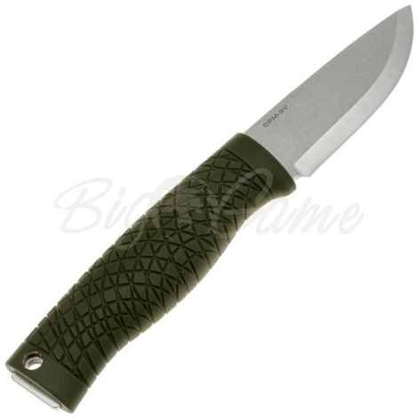 Нож с фиксированным клинком BOKER Bronco Mini Scandi сталь CPM 3V рукоять Термопластик цв. Зеленый фото 6