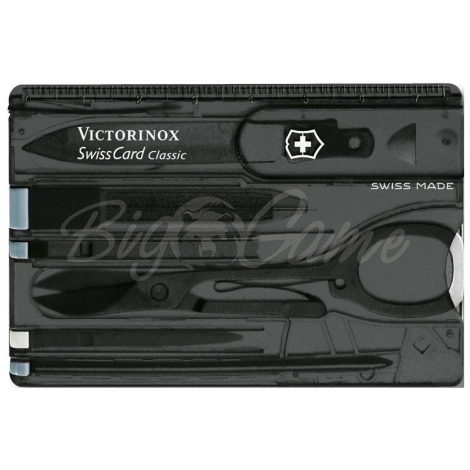 Швейцарская карточка VICTORINOX SwissCard Lite 13 функций цв. черный полупрозрачный (в подарочной уп.) фото 1