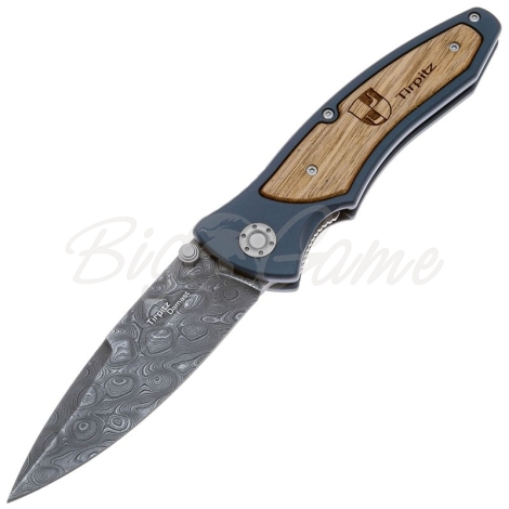 Нож складной BOKER Tirpitz-Damast дамасская сталь рукоять сплав AlMgSi1 цв. Коричневый фото 1