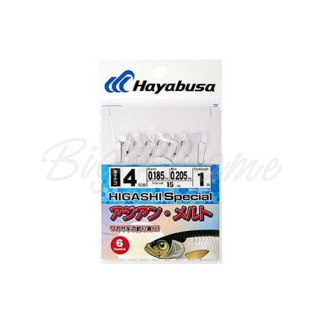 Оснастка готовая HAYABUSA Sabiki G9 1 м 0,205 мм цв. uv blue/uv green кр. № 4 цв. white nickel фото 1
