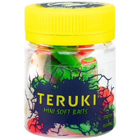 Червь TERUKI Roy 6,5 см (7 шт.) зап. сыр цв. Green/White/Orange фото 3