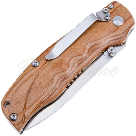 Нож складной полуавтоматический BOKER Pakka Hunter сталь 440B рукоять Дерево цв. Коричневый фото 2