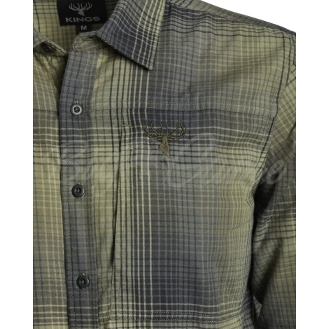 Рубашка KING'S Modern Button Flannel цвет Olive Plaid фото 5