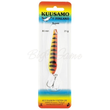 Блесна колеблющаяся KUUSAMO Suomi 80/25 код цв. BL/FR/Fye-S фото 2