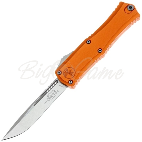 Нож складной автоматический MICROTECH Hera 2 Mini Recurve S/E сталь M390MK рукоять Алюминий цв. Оранжевый фото 1