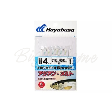 Оснастка готовая HAYABUSA Sabiki G8 1 м 0,205 мм цв. uv pink/purple кр. № 4 цв. white nickel фото 1
