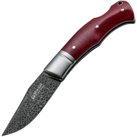 Нож складной полуавтоматический BOKER Boxer Damascus сталь HRC 58 рукоять Микарта цв. Красный